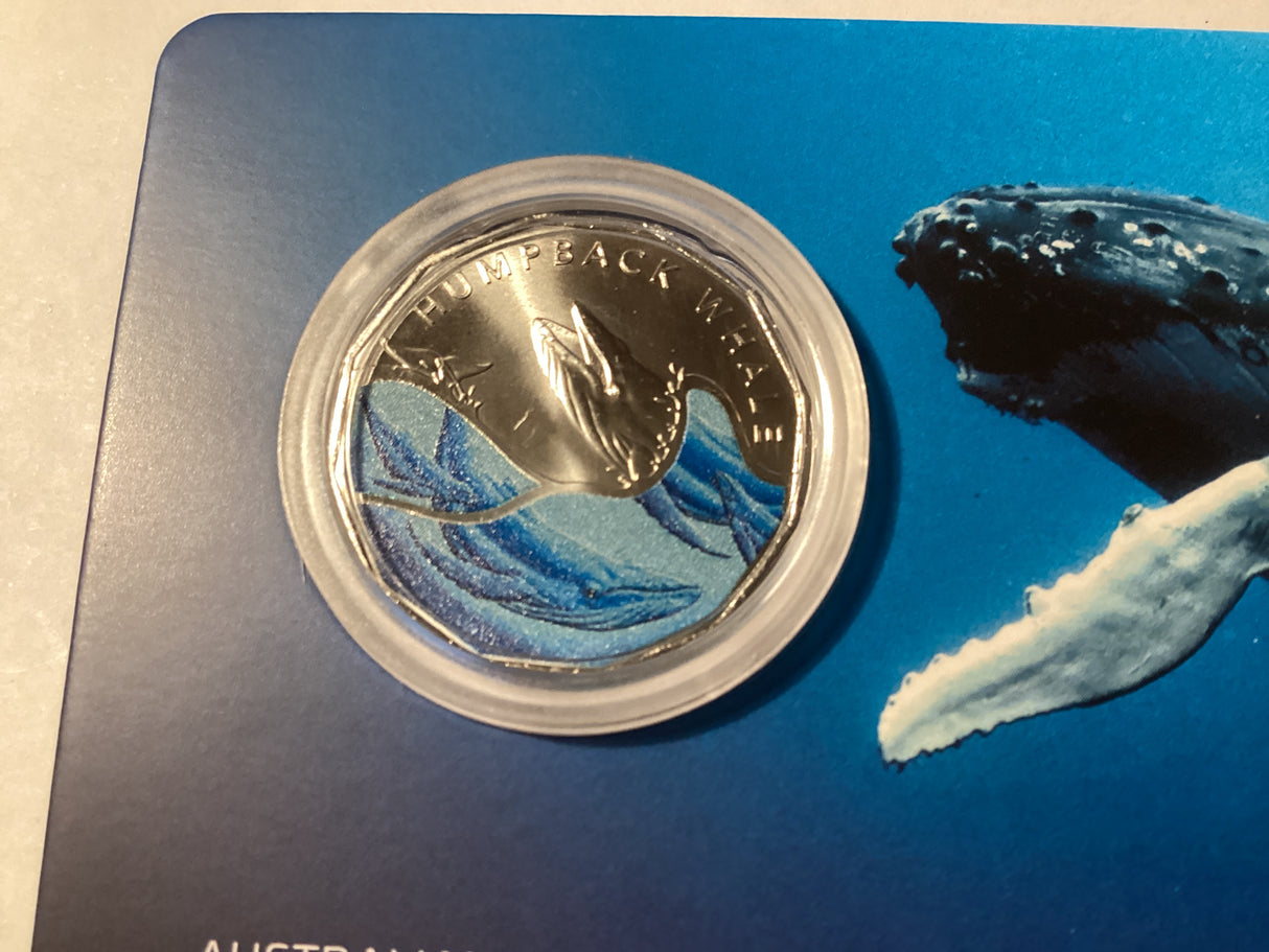 2023 50c Uncirculated Carded Coin. Australian Antarctic Territory. Humpback Whale.