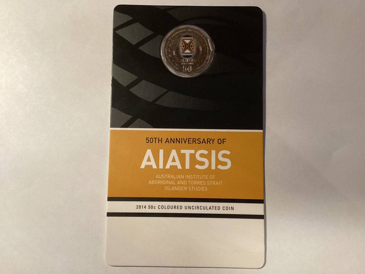 2014 50c Coloured Uncirculated Coin. 50th Anniversary of AIATSIS.