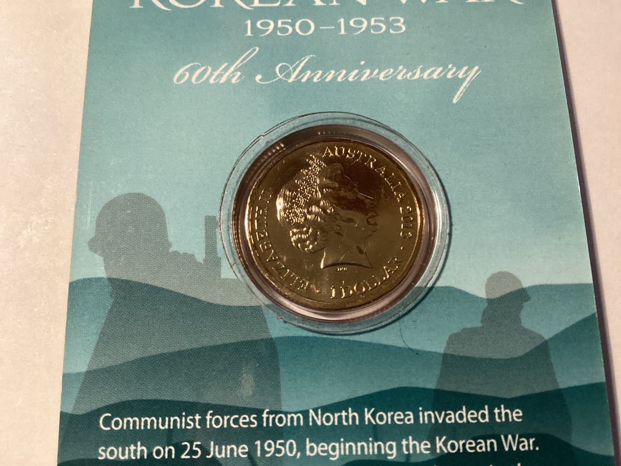 2013 $1 Uncirculated Carded Coin. Korean War 60th Anniversary.