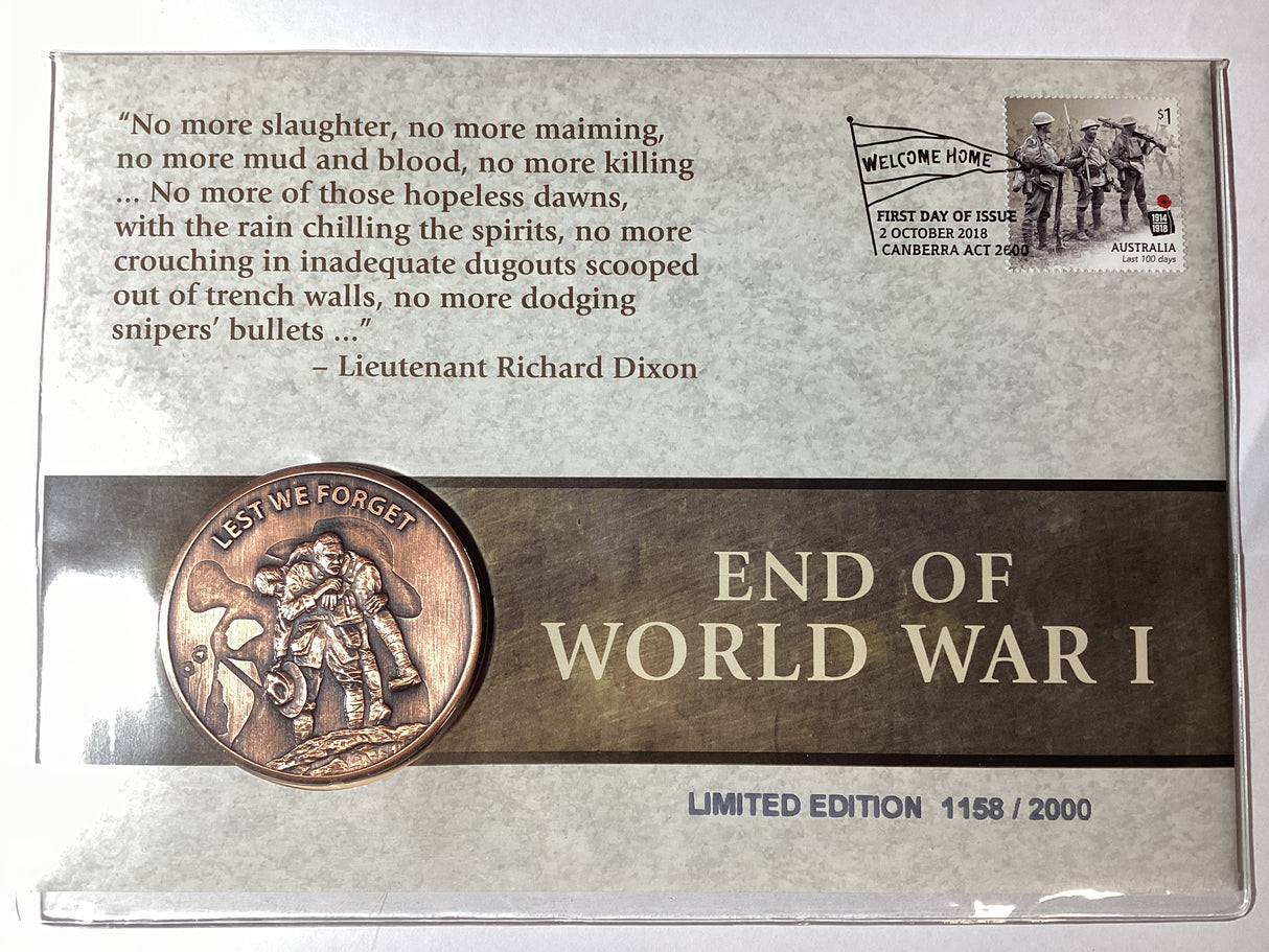 2018 End of World War 1. Medallion PMC. 2000 Made.