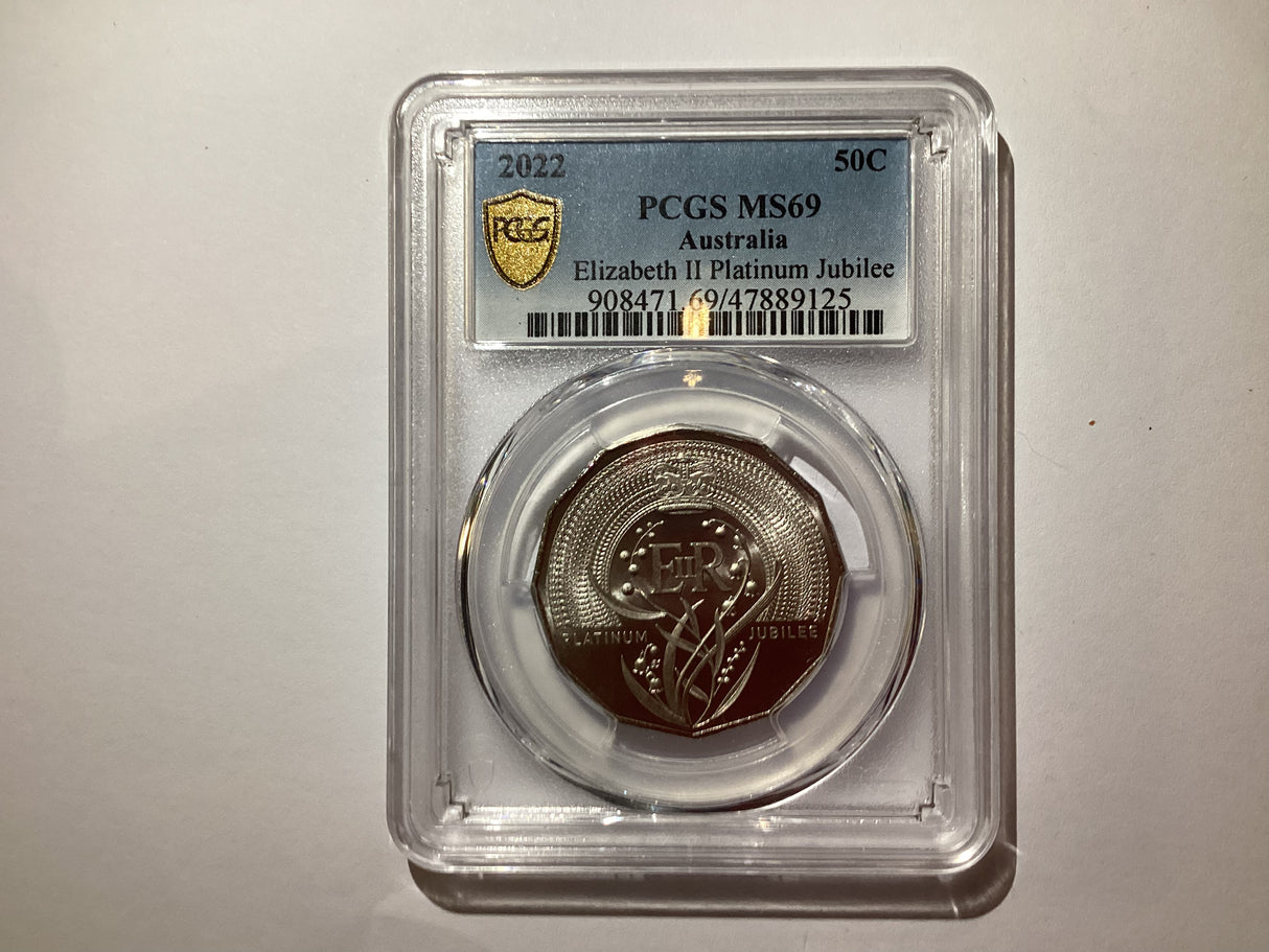 2022 50c Elizabeth II Platinum Jubilee. PCGS MS69