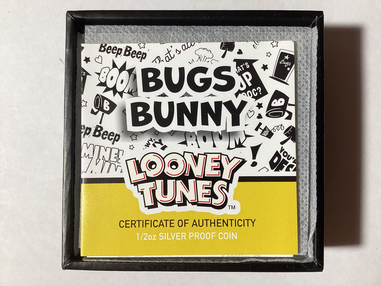 2018 1/2oz Silver Proof Coloured Coin. Looney Tunes. Bugs Bunny.