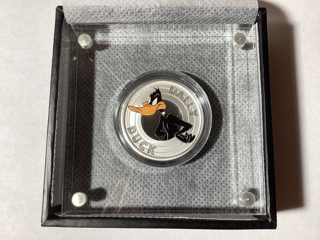 2019 50c 1/2 Ounce Silver Proof Coloured Coin. Looney Tunes. Daffy Duck.