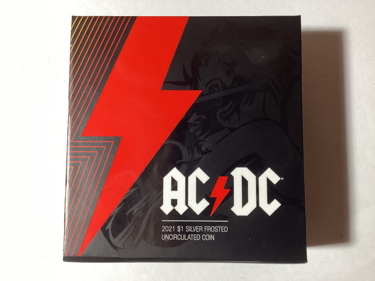 2021 $1 1oz Silver Frosted Uncirculated Coin. ACDC.