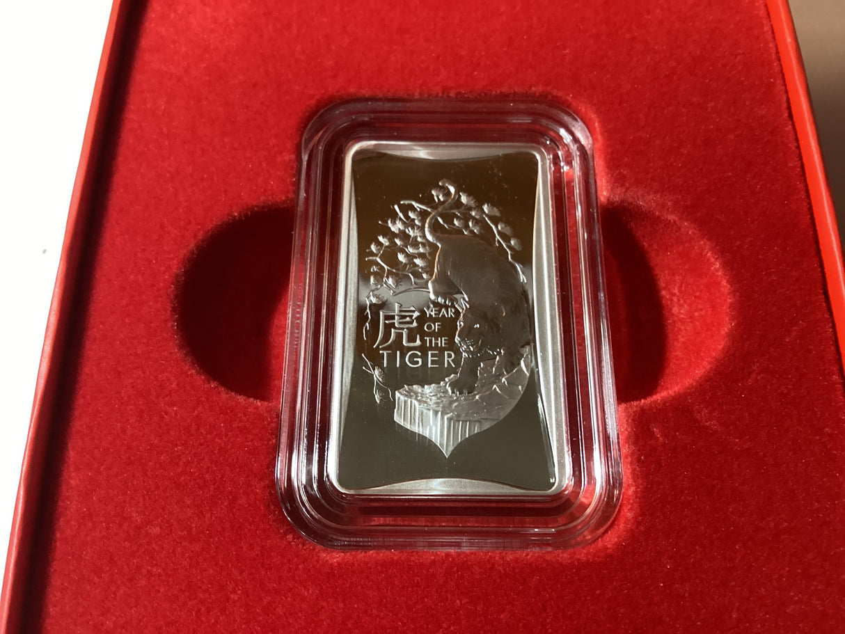 2022 $1 1/2oz Fine Silver Ingot. Lunar Series. Year of the Tiger.