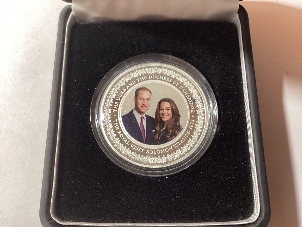 2012 $2 1oz Coloured Printed Silver Proof Coin. Royal Visit. Duke and Duchess of Cambridge.