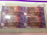 1996 4 x $5 Banknotes. Block of Four. NPA. Deluxe Edition.