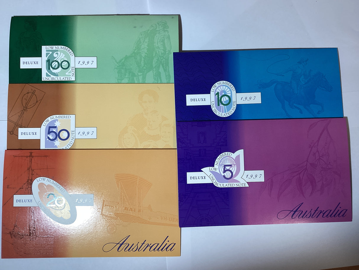 1997 Uncirculated NPA Folder Deluxe Set. $100, $50, $20, $10, $5.