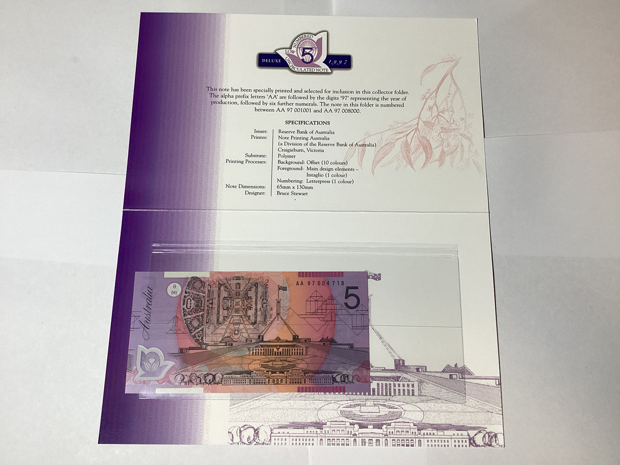 1997 Uncirculated NPA Folder Deluxe Set. $100, $50, $20, $10, $5.