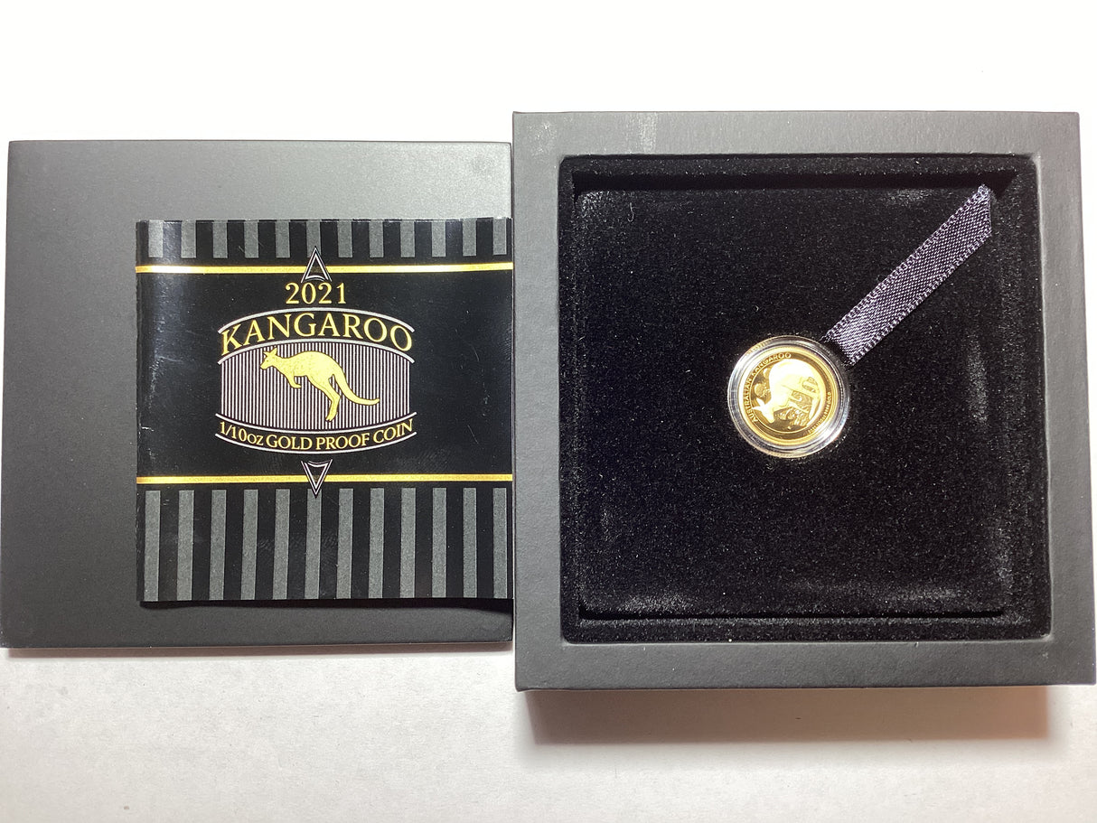 2021 $10 Kangaroo 1/10 Ounce Gold Proof Coin.