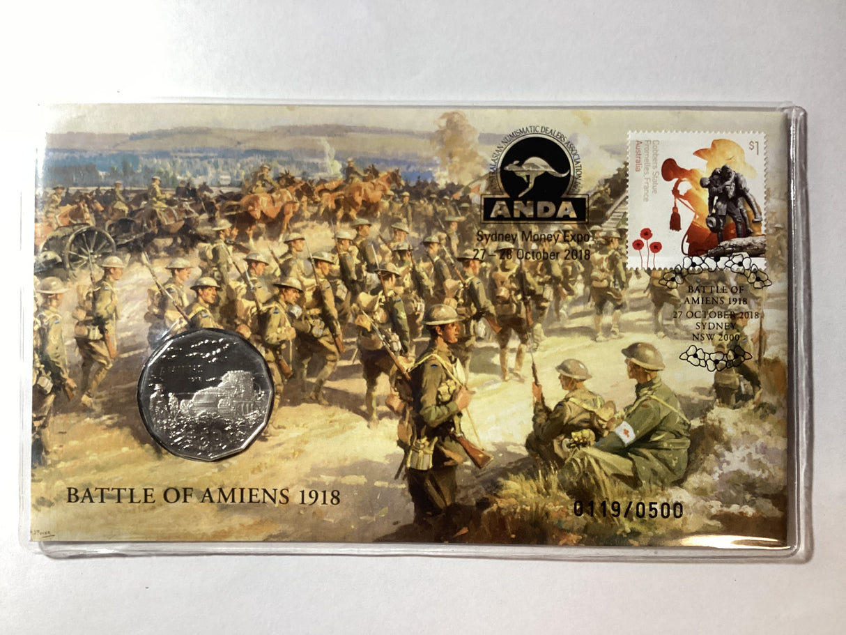 2018 50c PNC. ANDA Sydney. Battle of Amiens. 500 made.