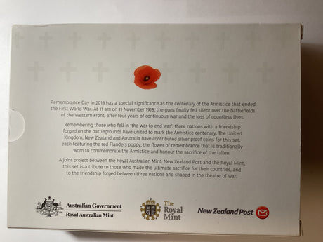 2018 Remembrance Day Three Coin Silver Proof set. Armistice.