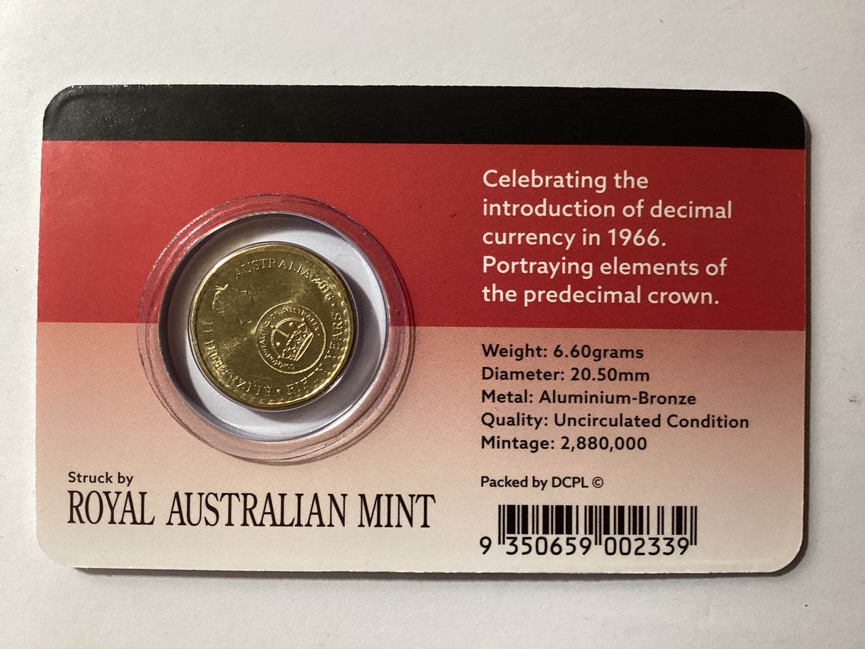 2016 $2 Changeover 50th Anniversary. Carded Coin. Downies.