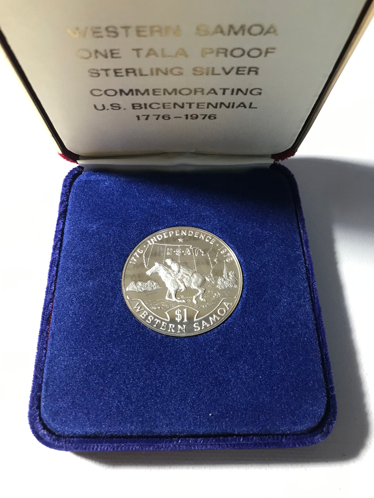 1976 1 Tala. Western Samoa Sterling Silver Proof. U.S. Bicentennial.