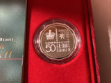 2003 Ascension of Queen Elizabeth 50th Anniversary. 1oz pure gold and silver set.