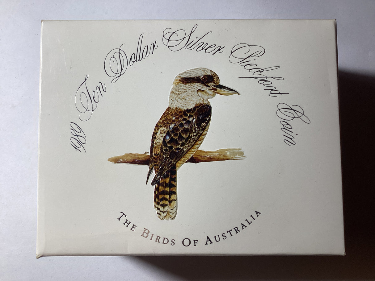 1989 $10 Silver Proof Piedfort Coin. Birds of Australia. Kookaburra.