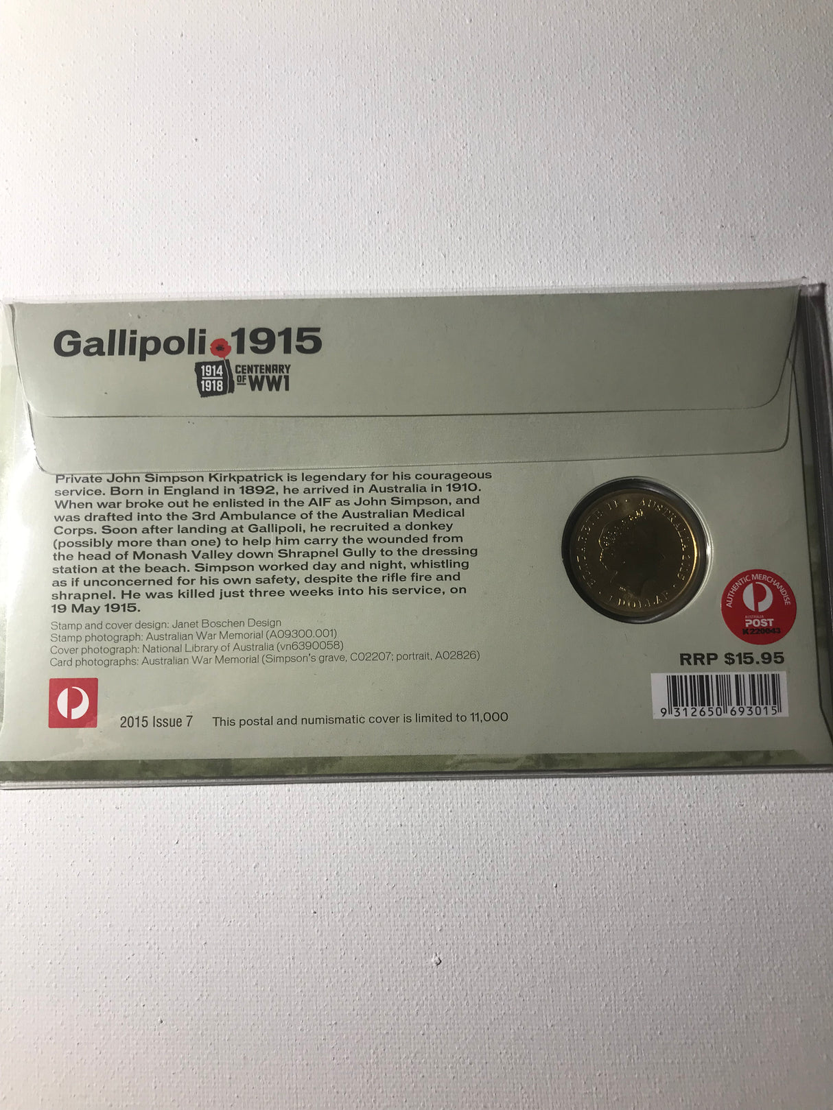 2015 PNC $1 Gallipoli. Field Medicine