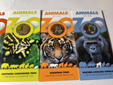 2013 $1 Pad Printed Coloured Coins. Animals of the Zoos. Complete Set