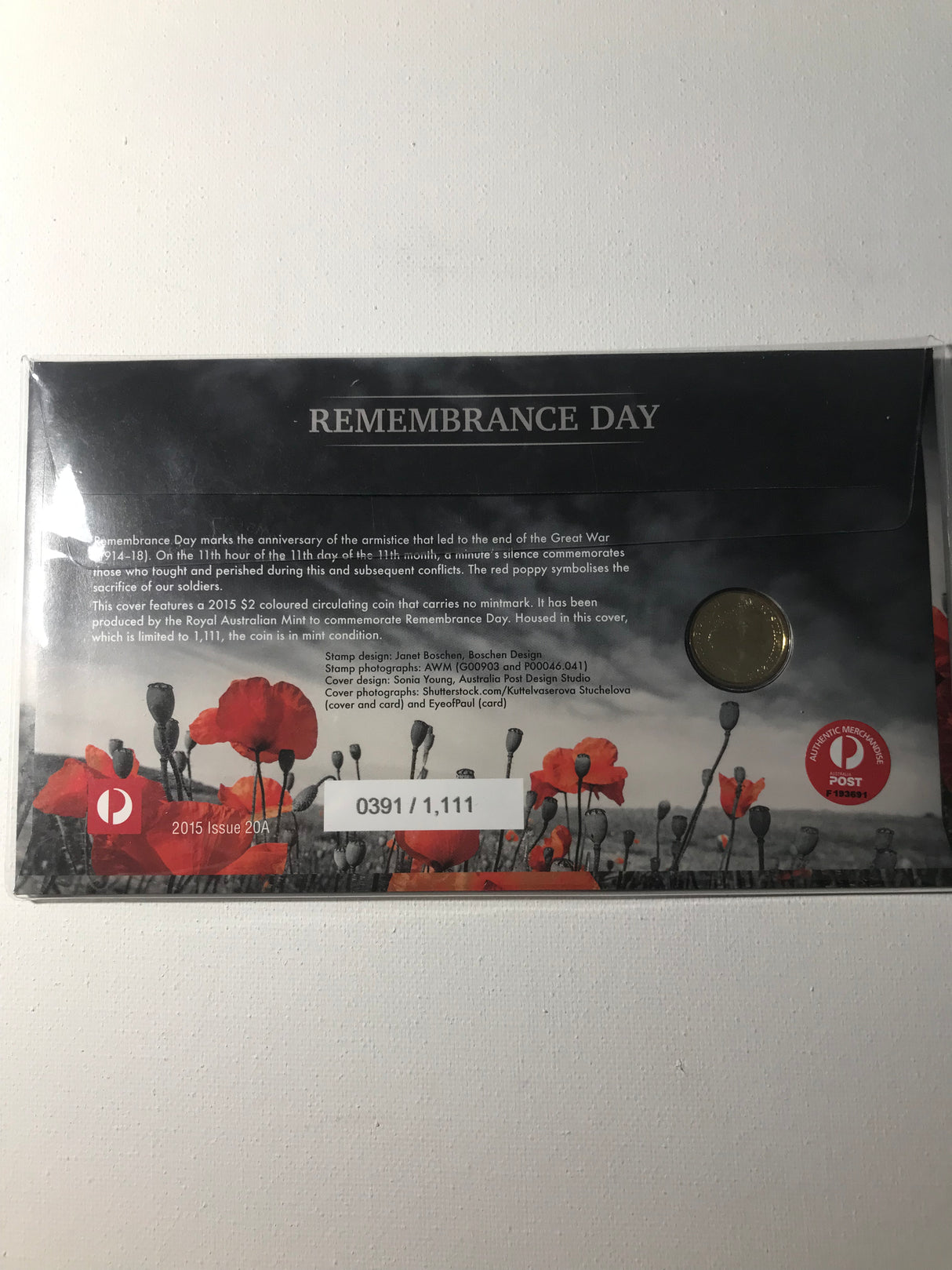 2015 $2 Remembrance Day PNC impressions 1111 made