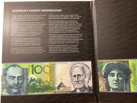 Australian Banknotes $100 Type Set.