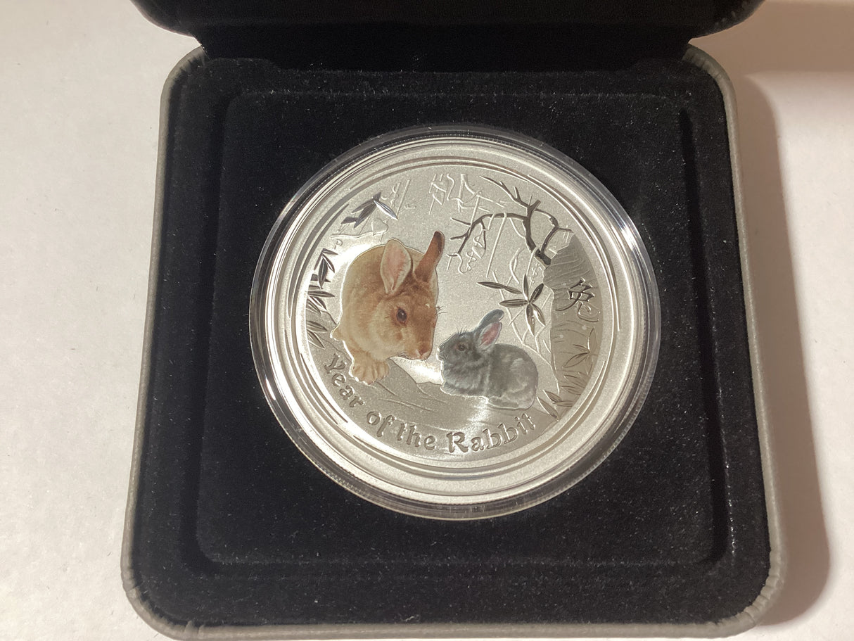 2011 $2 Lunar Series II. Year of the Rabbit. 2oz Coloured Coin. ANDA Perth.