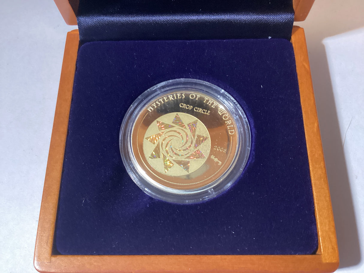 2005 $5 Silver Proof Coin. Mysteries of the World. Crop Circle.