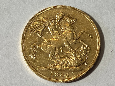 1884-M Melbourne Sovereign. About Extremely Fine.