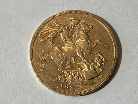 1882-M Melbourne Sovereign. About Extremely Fine.