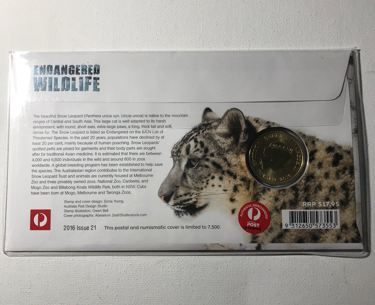 2016 $1 Endangered Wildlife Snow Leopard PNC