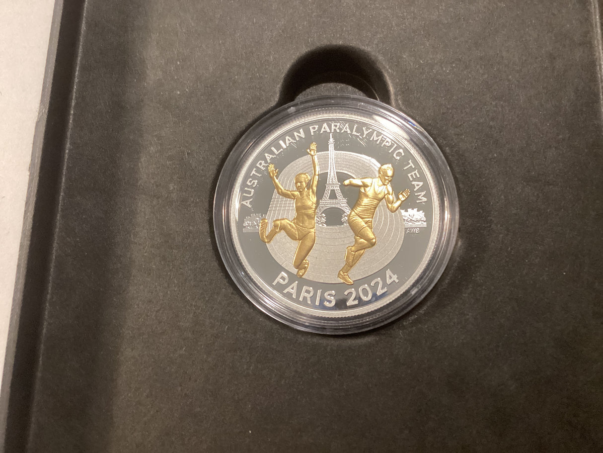 2024 $5 1oz Selectively Gold-Plated Fine Silver Proof Coin. Australian Paralympic Team.