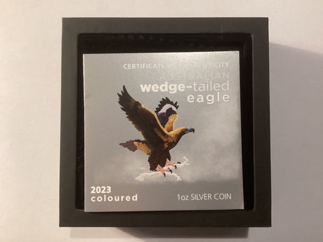 2023 $1 1oz Silver Coloured Proof Coin. Australian Wedge-Tailed Eagle.