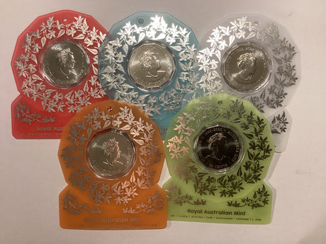 2023 Festive Florals. Merry Christmas. 5 Coin Complete Set