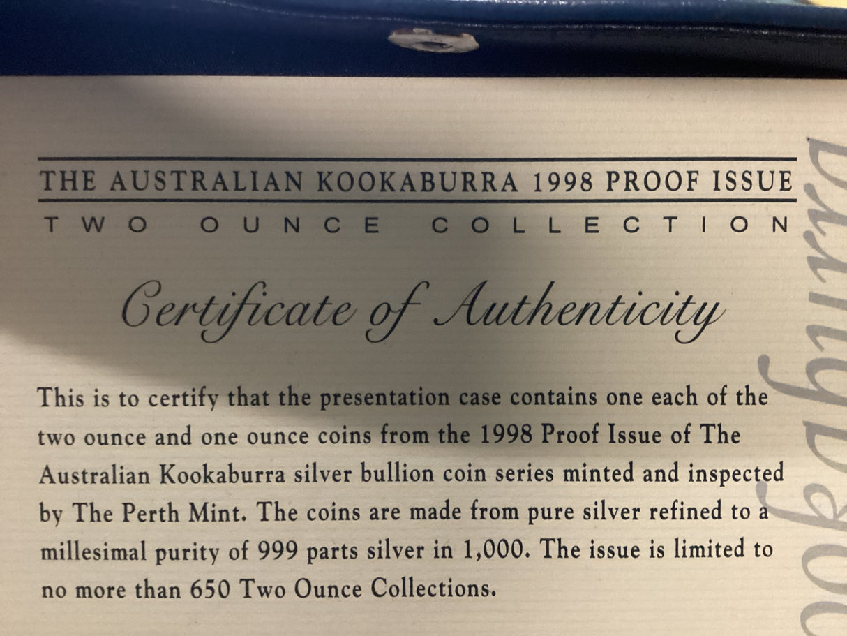 1998 The Australian Kookaburra Proof Issue - 2oz Collection