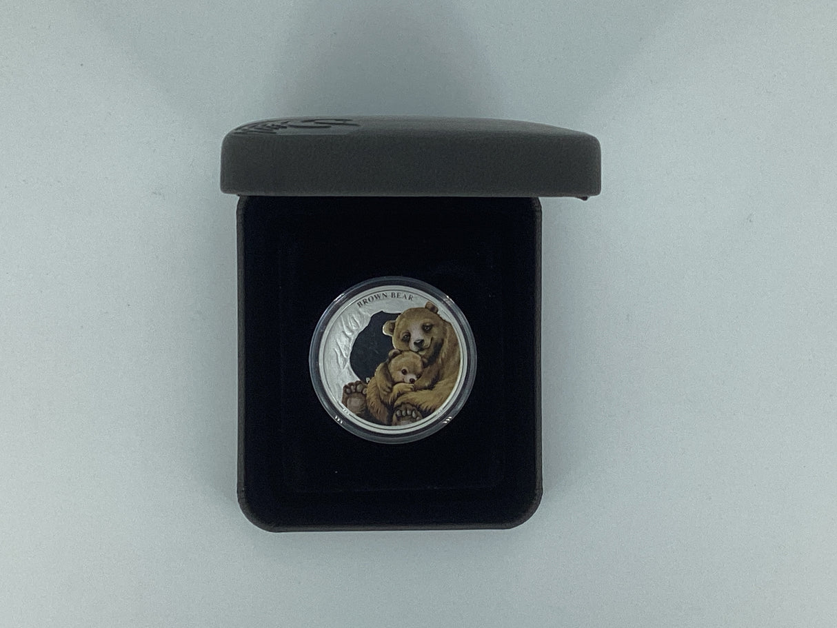 2014 50c Silver Proof 1/2oz Coin. Mother's Love Series. Brown Bear