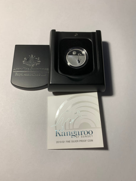 2019 $1 Kangaroo at Sunset Fine Silver Proof Coin.