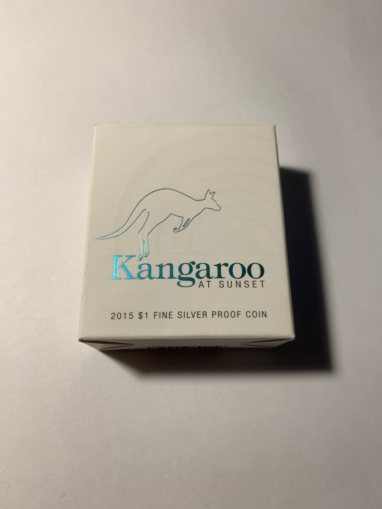 2015 $1 Fine Silver Proof Coin. Kangaroo at Sunset.