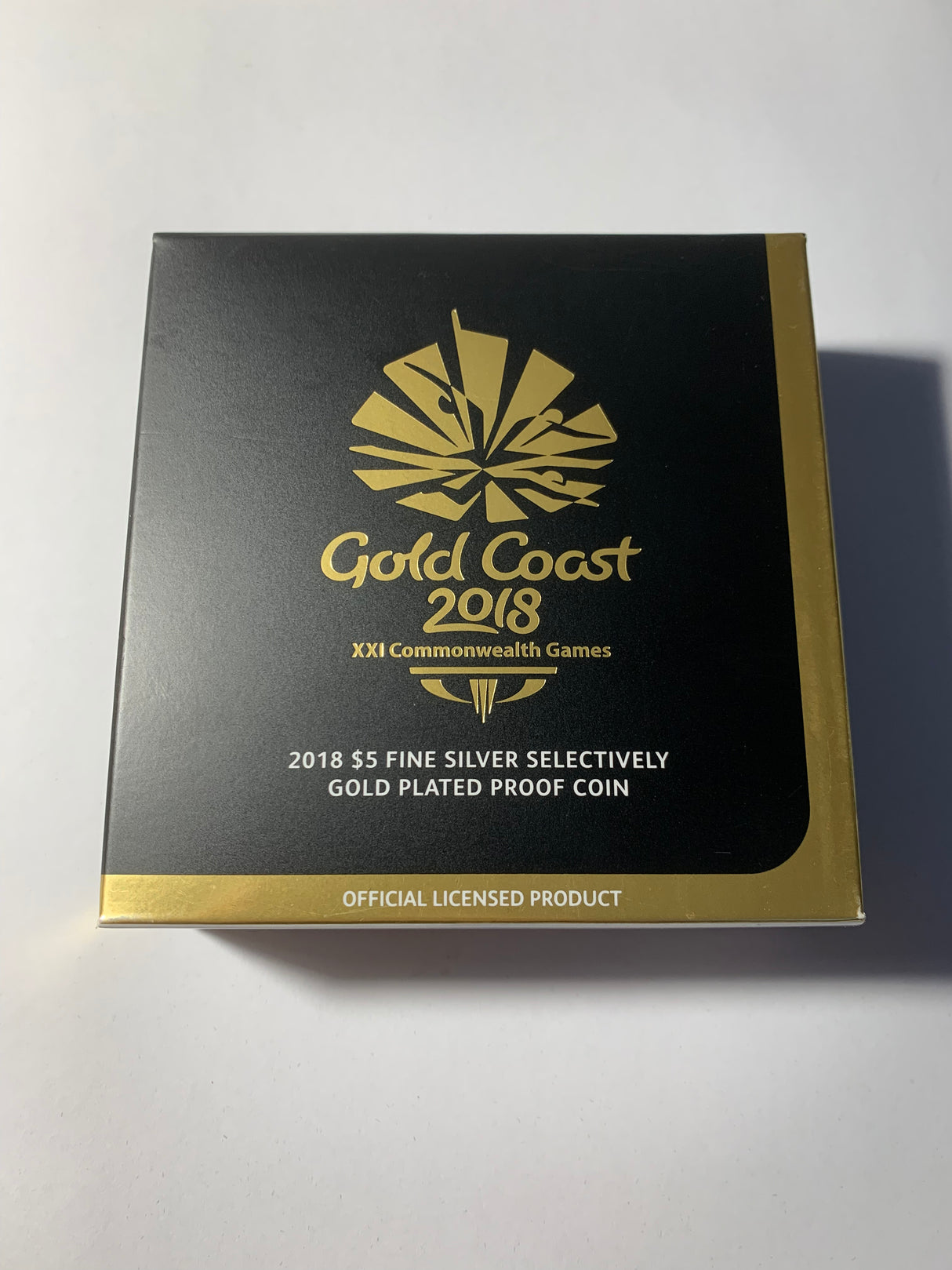 2018 $5 Fine Silver Selectively Gold Plated Proof Coin. Gold Coast Commonwealth Games.