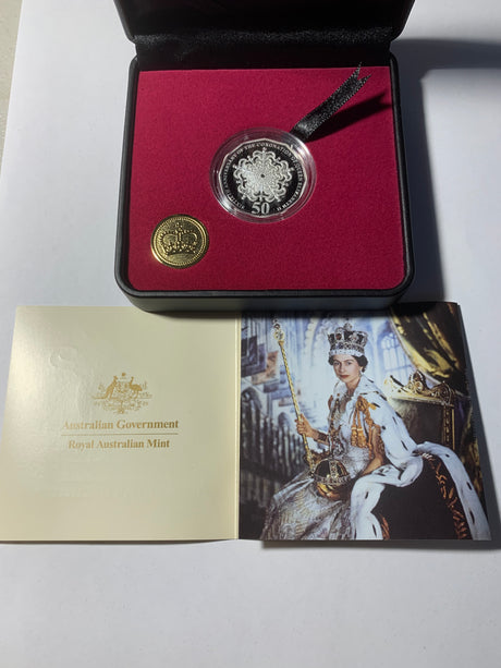 2013 50c Royal Collection. 60th Anniversary of the Coronation of Queen Elizabeth II. Silver Proof Coin.