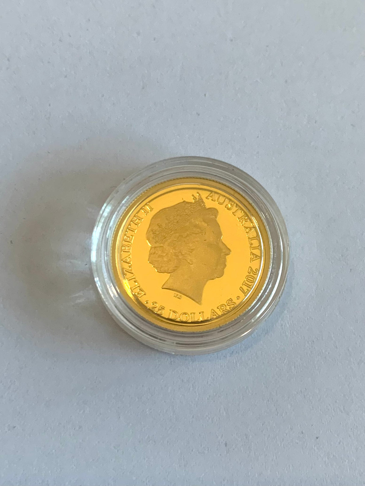 2017 $25 Gold Proof Coin. Kangaroo At Sunset. 1/5oz