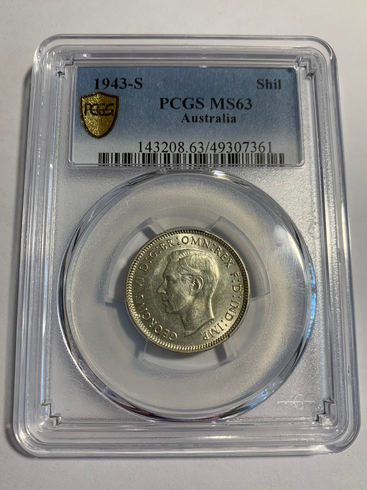 1943-S Australian Shilling. PCGS MS63