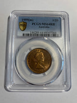 1959(m) Australian Halfpenny. PCGS MS64RB