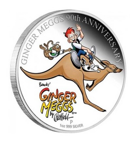 2011 $1 1 Ounce Silver Proof Coin. Celebrating 90 Years of Ginger Meggs.