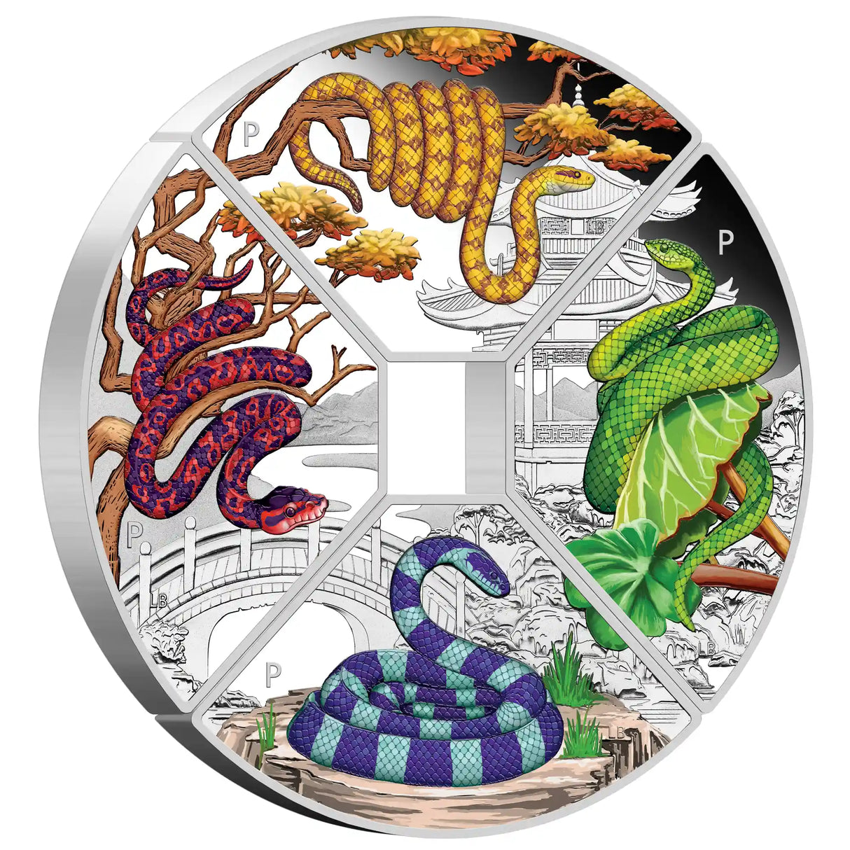 2025 Year of the Snake Quadrant 1oz Silver Proof Coloured Four-Coin Set