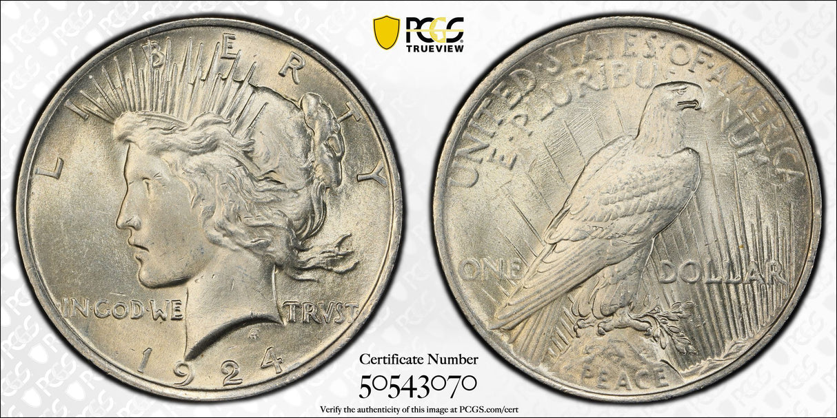 1924 $1 USA Peace Dollar. MS63