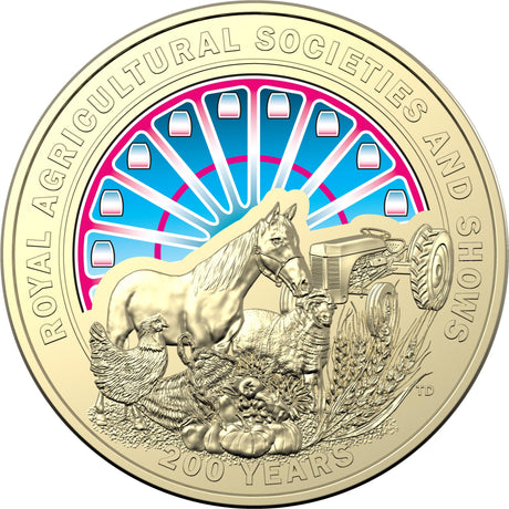 2022 Uncirculated Coloured $1 Coin. Bicentenary of Royal Agricultural Societies and Shows.