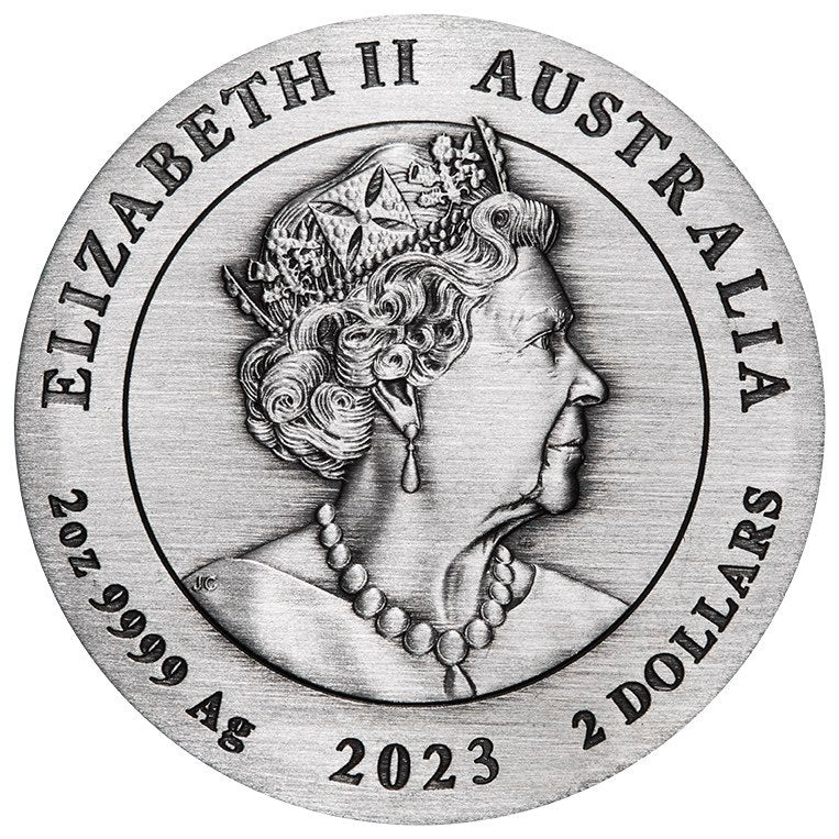 2023 Australian Lunar Series III - Year of the Rabbit 2oz Silver Antiqued Coin