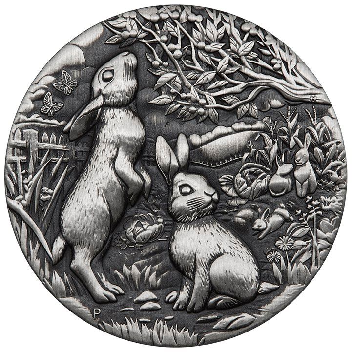 2023 Australian Lunar Series III - Year of the Rabbit 2oz Silver Antiqued Coin