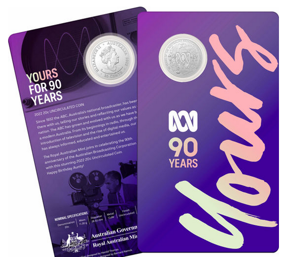 2022 - 90th Anniversary of ABC - 20c Uncirculated Coin