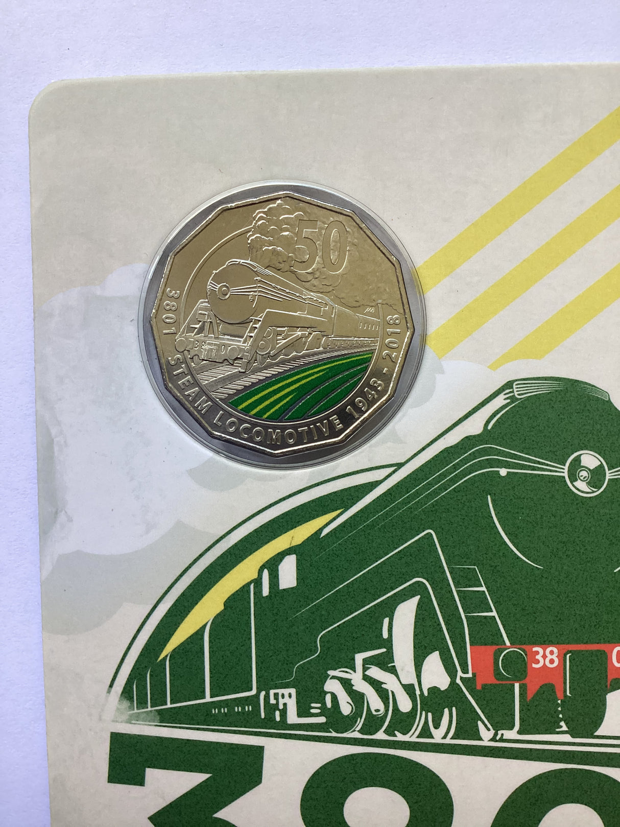 2018 50c Coloured Uncirculated Coin. 3801 A Legend of Steam