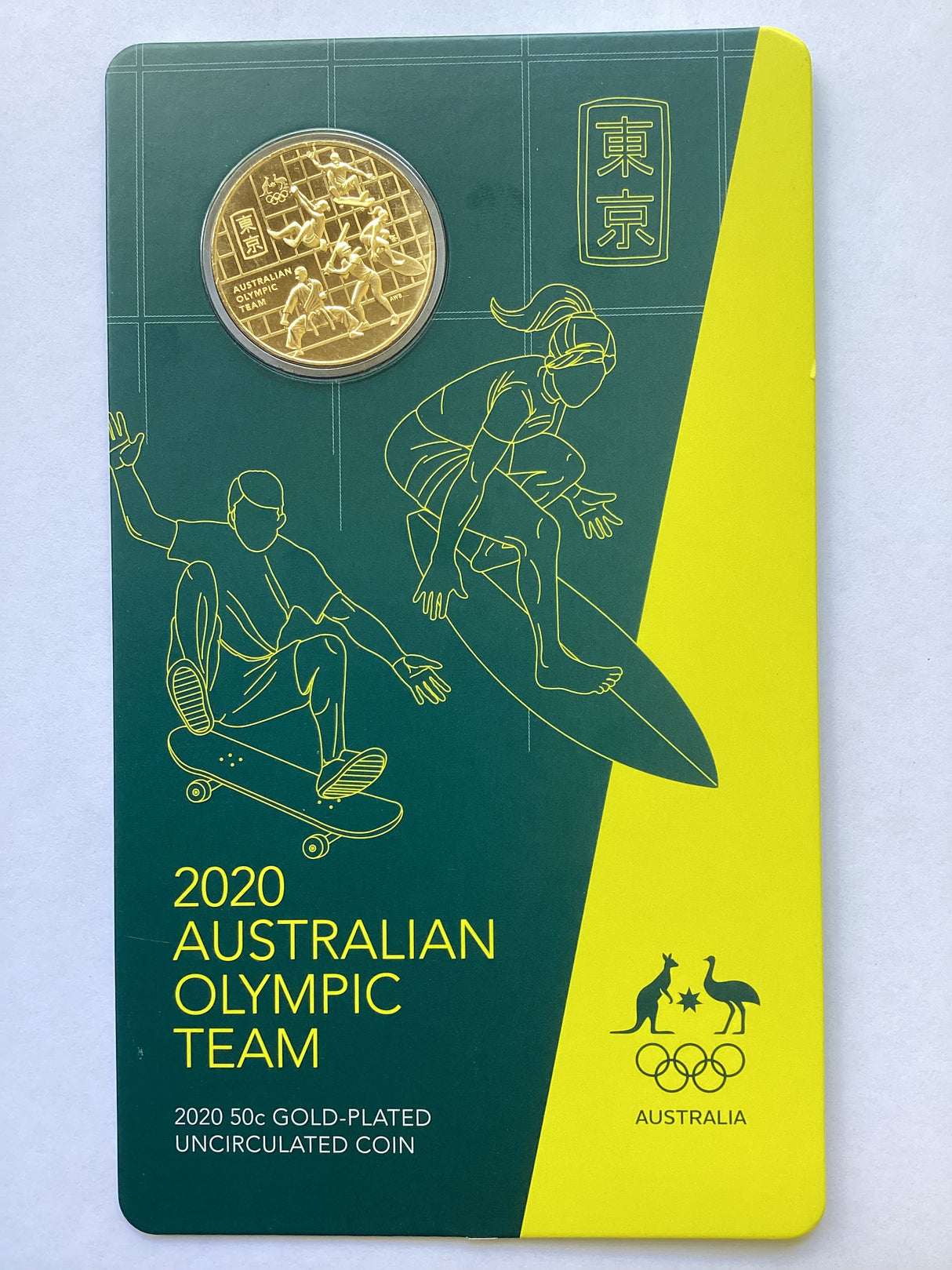 2020 50c Gold-Plated Coin. Australian Olympic Team